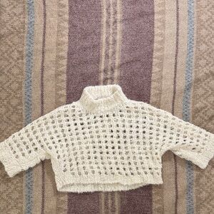 Peserico Cream Textured Cropped Sweater